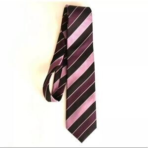 Fabio Fazio Black & Purple Silk Striped‎ Tie UNUSED